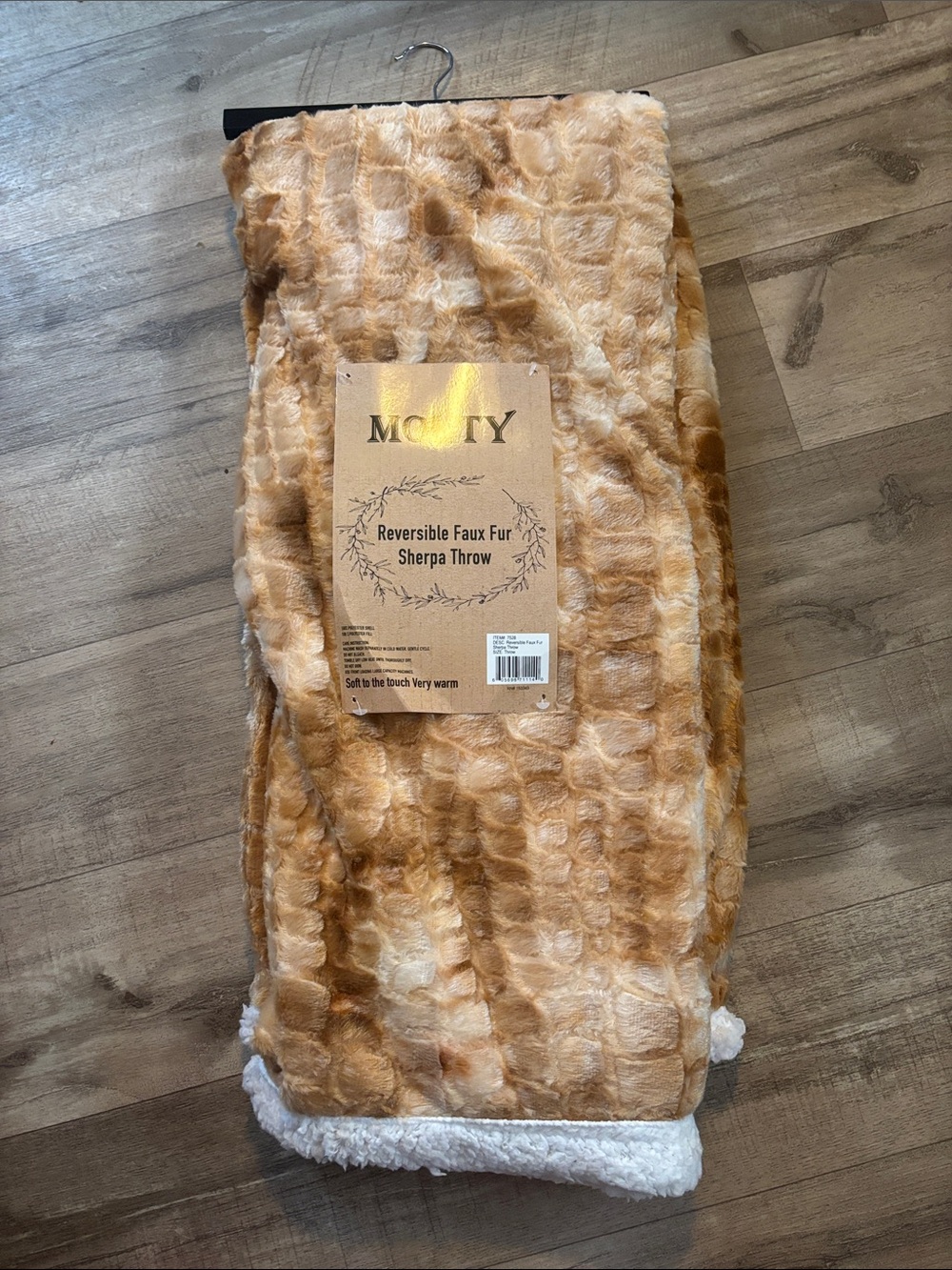 Reversible Faux Fur Sherpa Throw - Caramel Brown